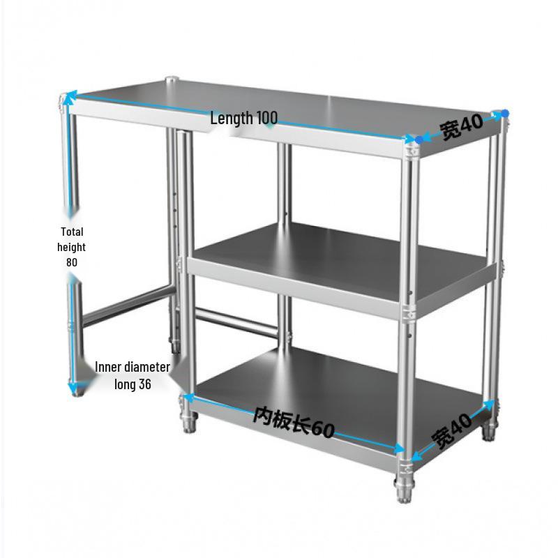 Stainless Steel Three-Tier Kitchen Storage Rack for Gas Cylinder, Stove, and Chopping Board