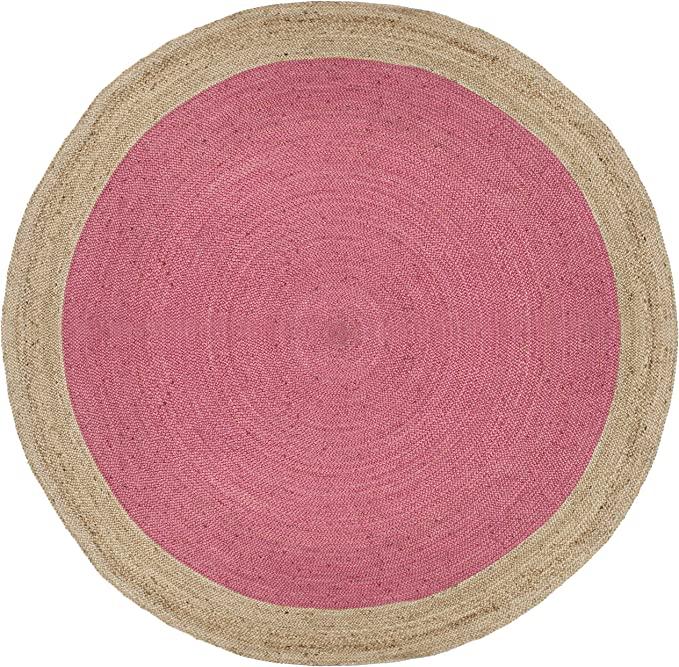 

Розовый плетеный джутовый коврик ручной работы из натурального волокна Круглый Aqua NF801A ручной работы в стиле бохо 150cm x 150cm