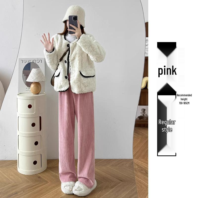 

Белые брюки-кюлоты из шенилла на флисовой подкладке для женщин - Маленький размер, С высокой талией, Драпирующиеся, Стиль осень/зима с текстурой пшеничного колоса, Длина 145 см L (111-120 lbs)