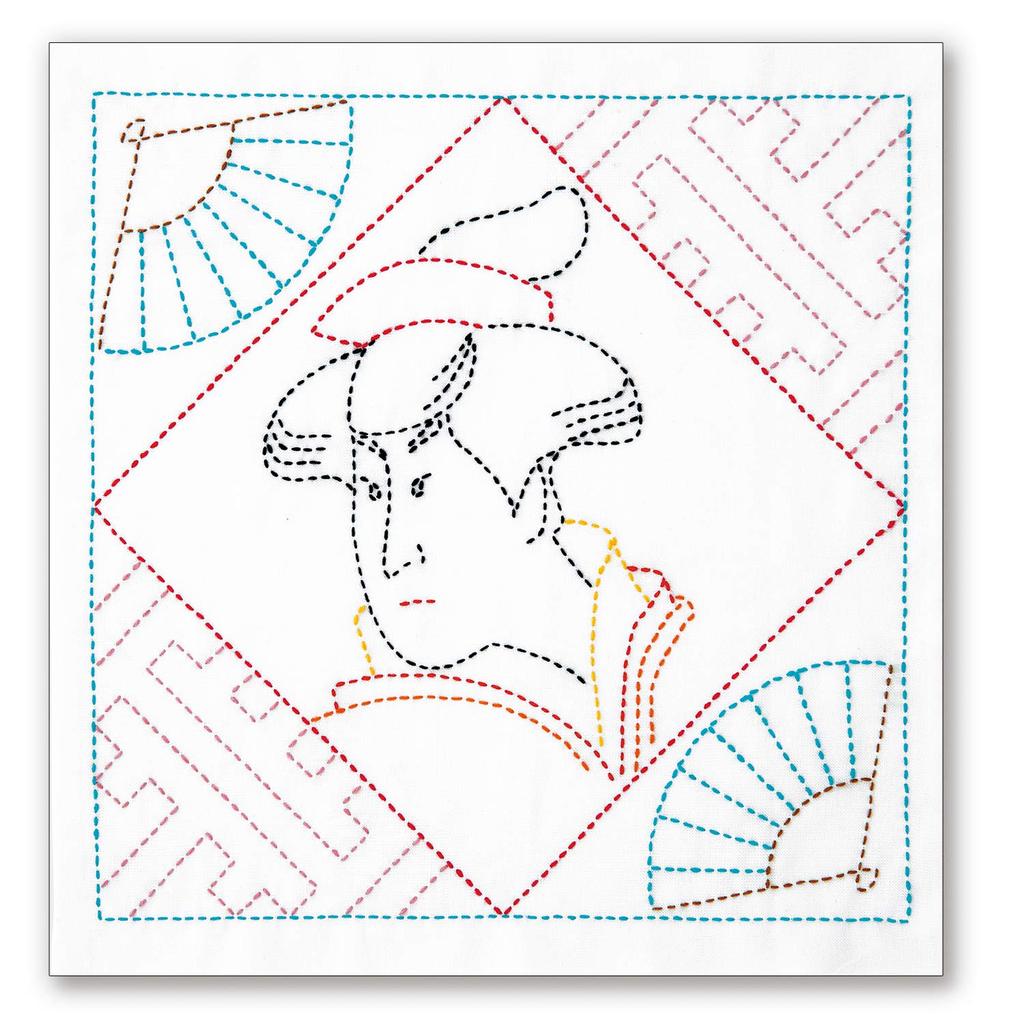 OLYMPUS Sashiko Japanese Cultural Flower of a Beautiful Kit, Pattern, Dishcloth, Ukiyo-e, Bijin-ga (Portrait Woman), SK-395