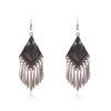 GemChic Women's New Vintage Rhomboid Natural Stone Long Tassel Fringe Earrings Ethnic Fashion Hook Earrings Birthday Christmas Jewelry Gift