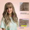 Long Fluffy Wave Blonde Wigs with Bangs Lolita Cosplay Natural Ombre Synthetic Wigs for Women Heat Resistant Fibre