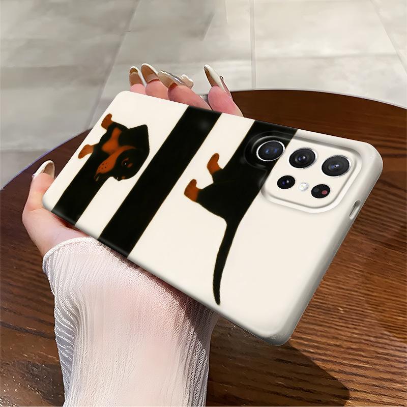 Striped Dachshund Samsung S24 + mobile phone case heat transfer all-inclusive S22ultra anti-drop protective case