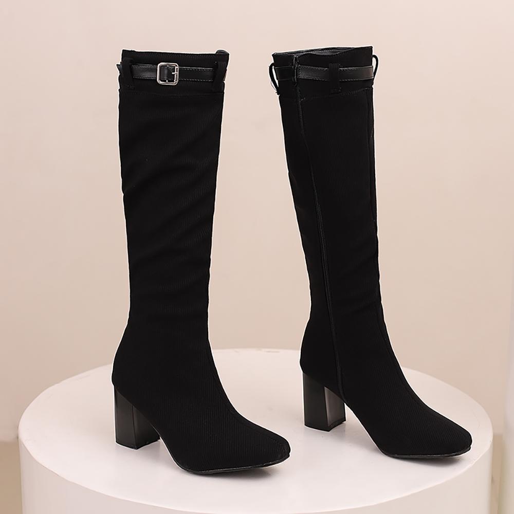 Hnědozelené dámské vysoké boty na podpatku, velká velikost 48