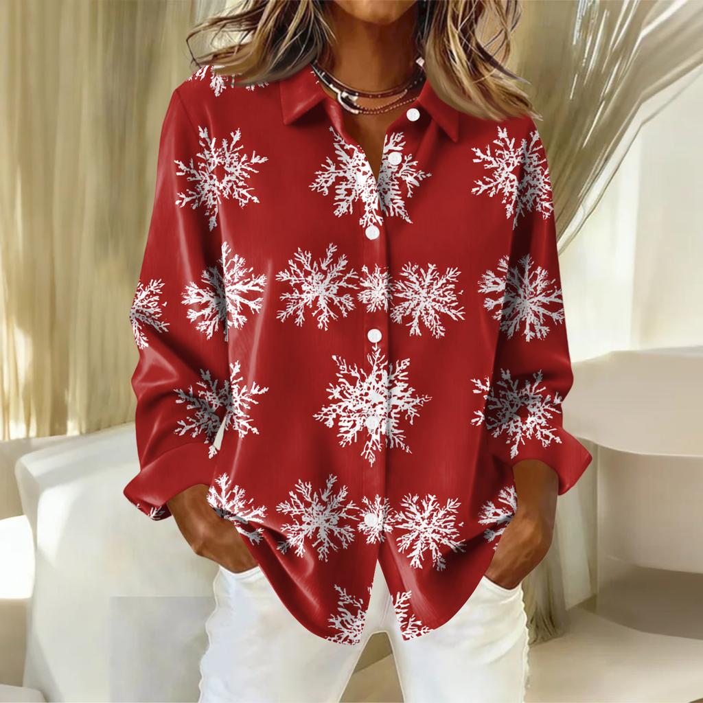 Dameskjorte med blomsterprintknapper, langermet avslappet vanlig skjorte bluser avslappet plussstørrelse basic topper