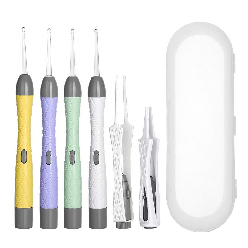 LED Ohrreinigungsset für Kinder: Leuchtendes Ohrstäbchen, Baby-Pinzette mit Licht & Wiederaufladbares Weichspitzen-Werkzeug