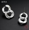 8-Word winding alloy earrings, simple personality and high-end women's stud earrings