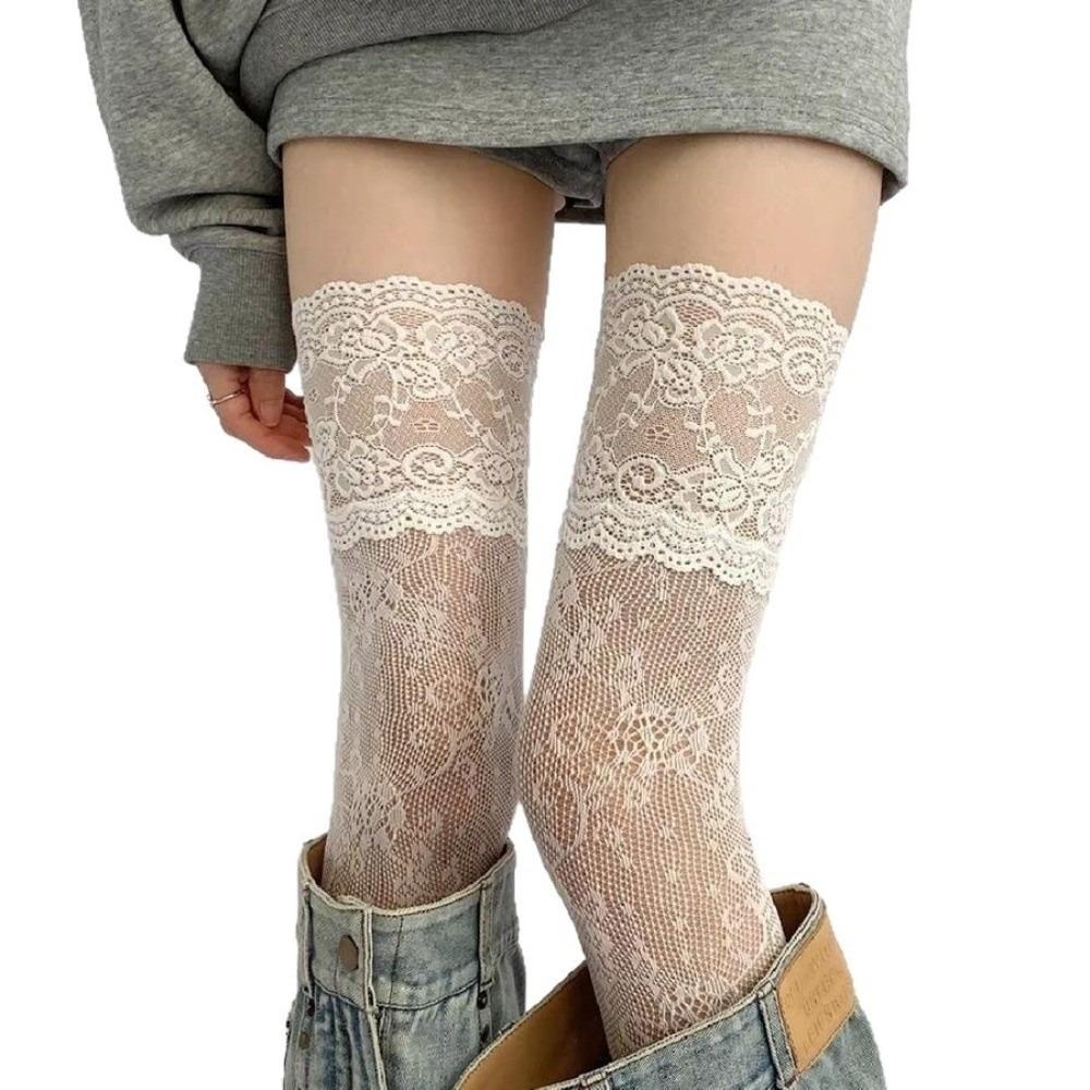 

Lace Trim Stockings Sexy Hosiery New Compression Socks Gift сірий