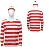 Fantasia Cosplay do Onde Está Wally com Tecido de Malha para Role Play de Anime Adultos e Crianças