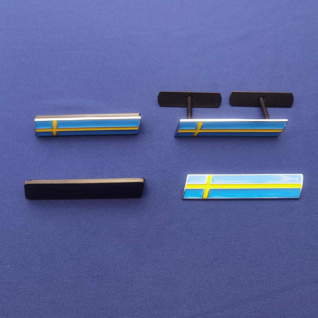 1Pc 3D Metal Swedish Flag Logo Car Front Grille Badge, Car Side Fender/Rear Trunk/Car Body Emblem Sticker