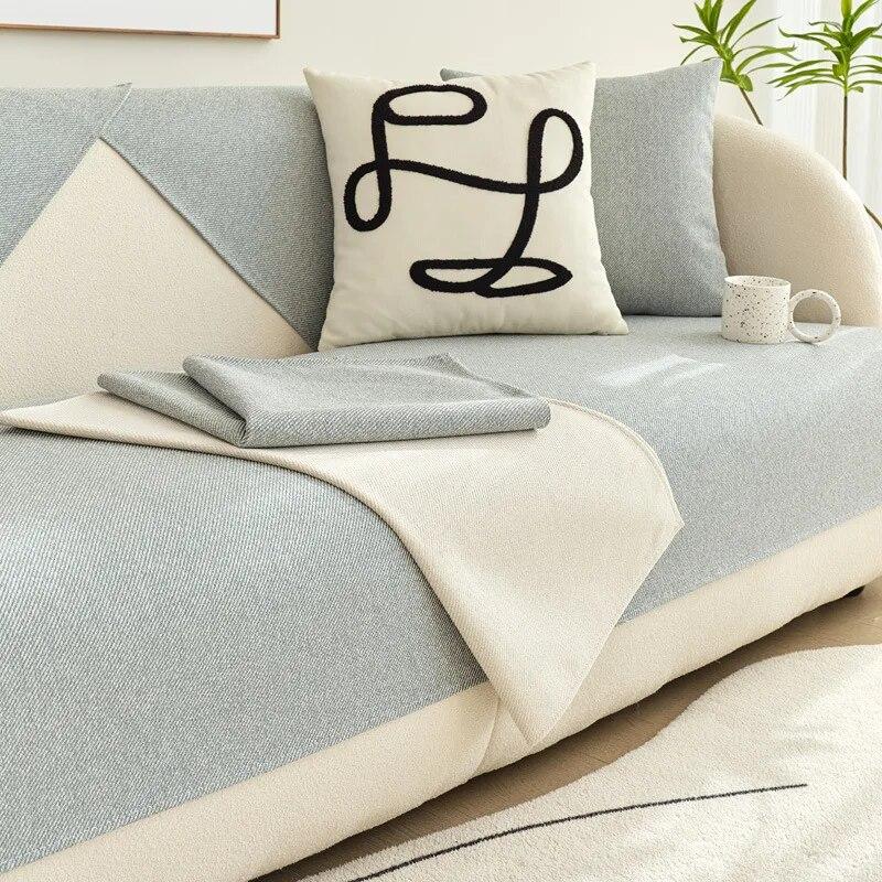 Lniana poszewka na poduszkę uniwersalna poduszka antypoślizgowa zwykły salon bawełniana Sofa ręcznik ochrona przed zarysowaniami dla zwierząt narzuta na sofę