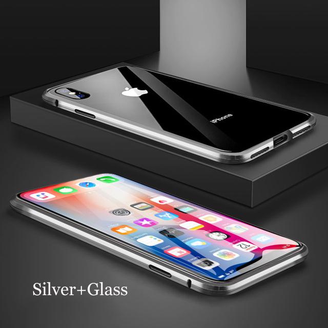 Magnetische Metall Doppelseitige Gehärtetes Glas Hülle 360 Grad Schutz Für iPhone 15 14 13 12 11 Pro MAX XR XS 8 7 Plus SE