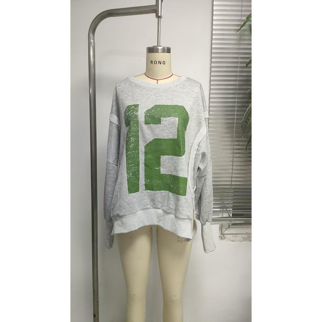 Women's Crew Neck Long Sleeve Loose Fit Graphic Sweatshirt Printed Pullover Streetwear Top