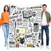 Creative Doodle Blanket Cozy Soft Throw for Bed Sofa Lightweight Perfect Gift for Students and Art Lovers Ideal for Home Decor