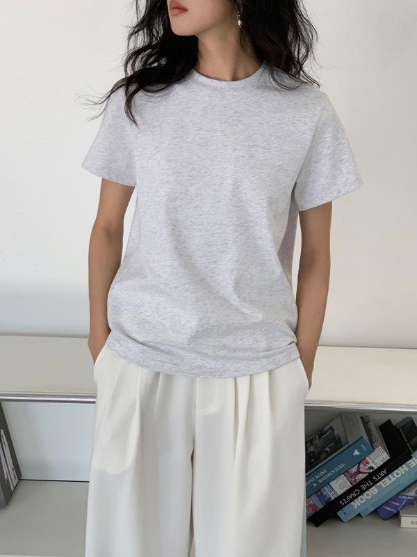 Women's White Short-Sleeve Loose Fit T-Shirt - Versatile Casual Spring/Summer 2024 Trend
