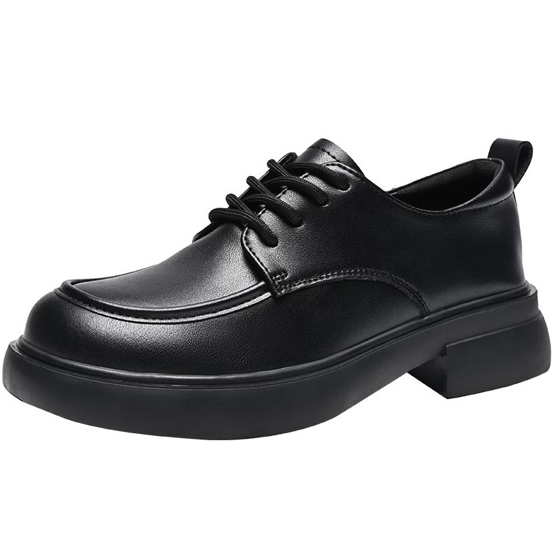 ZHR Women s British Style Lace-Up Round Toe Leather Oxfords 37