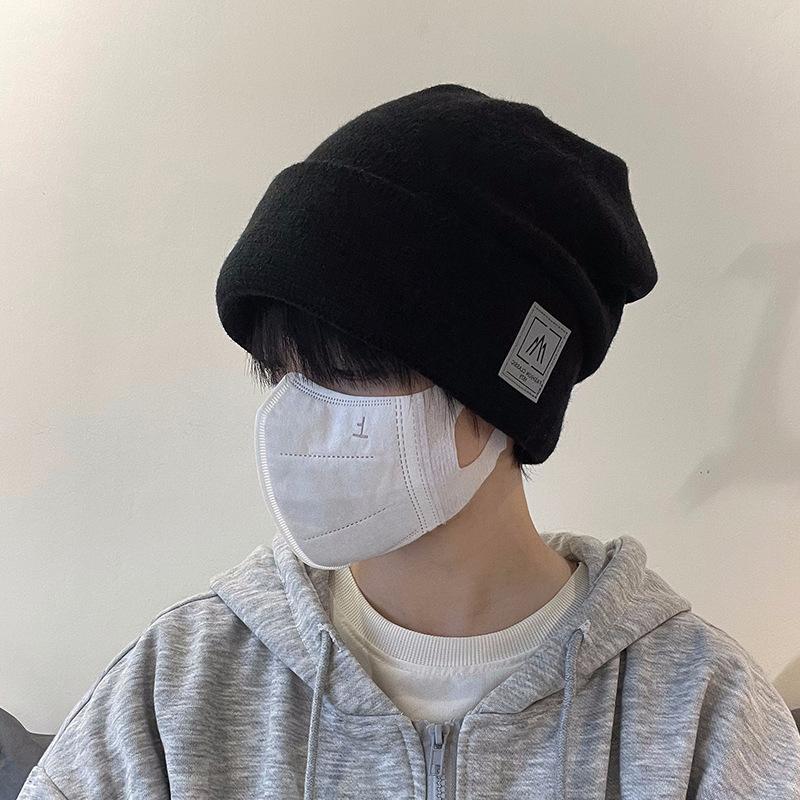 Pile Hats Women's Autumn and Winter Versatile Warm Hemming Knitted Cold Hats Big Head Circumference Showing Face Small Wool Hats