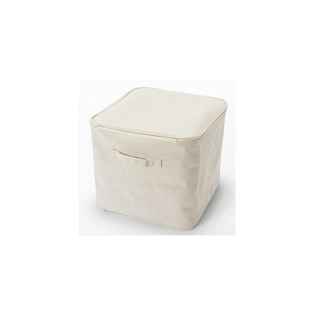 MUJI Soft Box, Large Size, 35cm (W) X 35cm (D) X 32cm (H), Polyester Linen, with Lid, Item Number