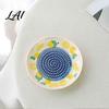 Kitchen Grater Tool Ceramic Garlic Plate Fruit Print Ginger Cheese Manual Grinder Vegetables Multi-function Mincer Dish for Onion Lemon,