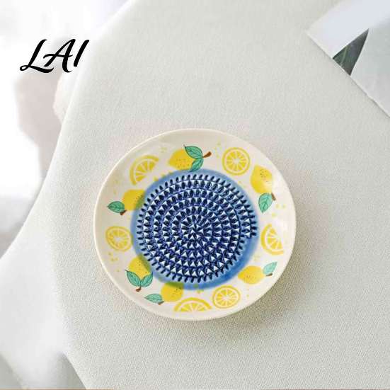Kitchen Grater Tool Ceramic Garlic Plate Fruit Print Ginger Cheese Manual Grinder Vegetables Multi-function Mincer Dish for Onion Lemon,