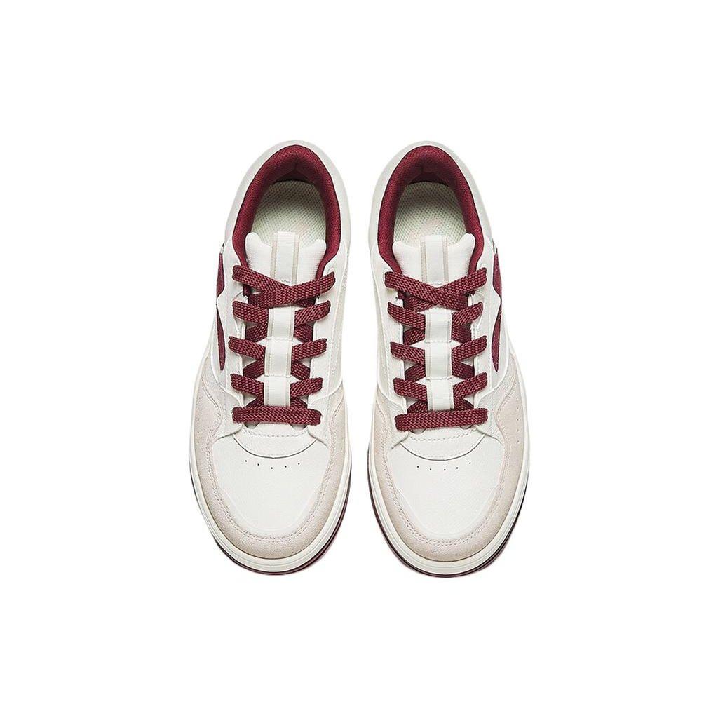 Anta C37 Series Synthetic Leather Thick Sole Height Increasing Non-Slip Wear-Resistant Low-Top Sneakers Women sneakers White Red Gray 922338003-4