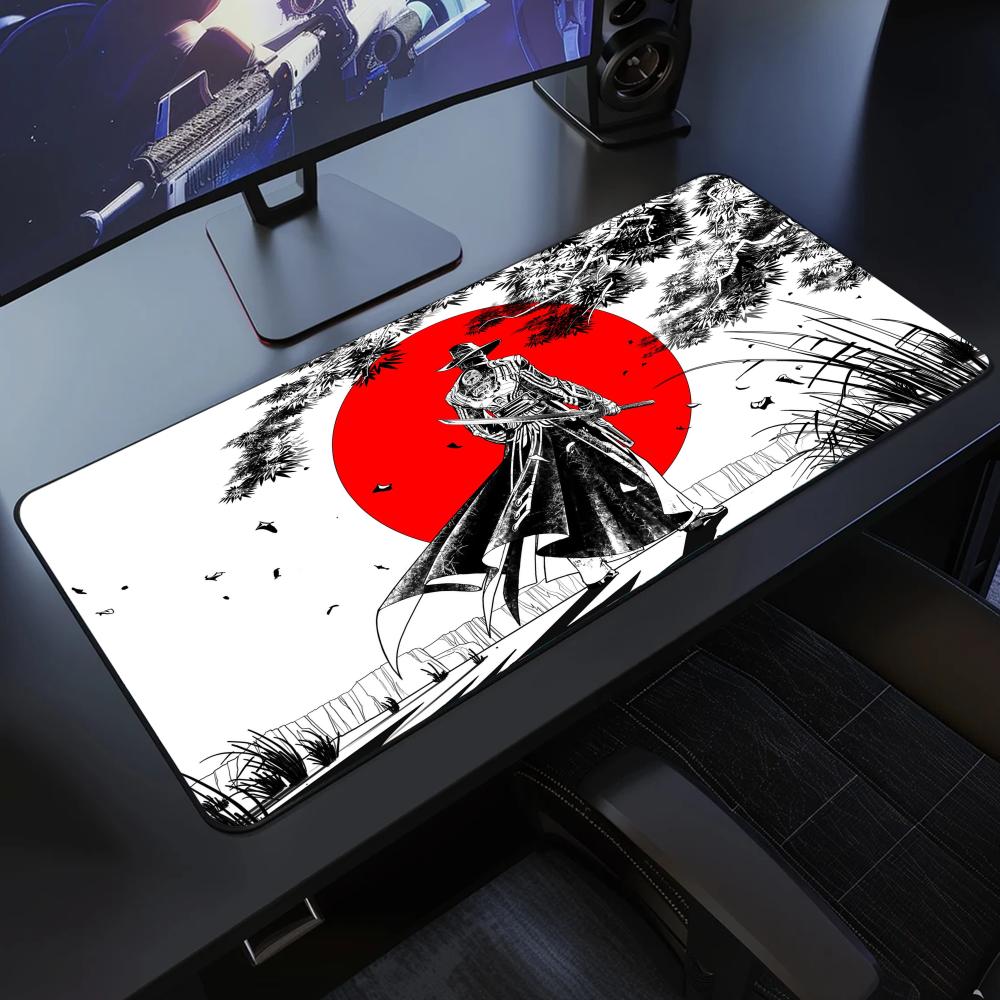 Japanese Samurai Desk Mat Xxl Black And White Gaming Keyboard Mat Large Oni Samurai Extended Deskpad Ghost Of Tsushima Mousepad