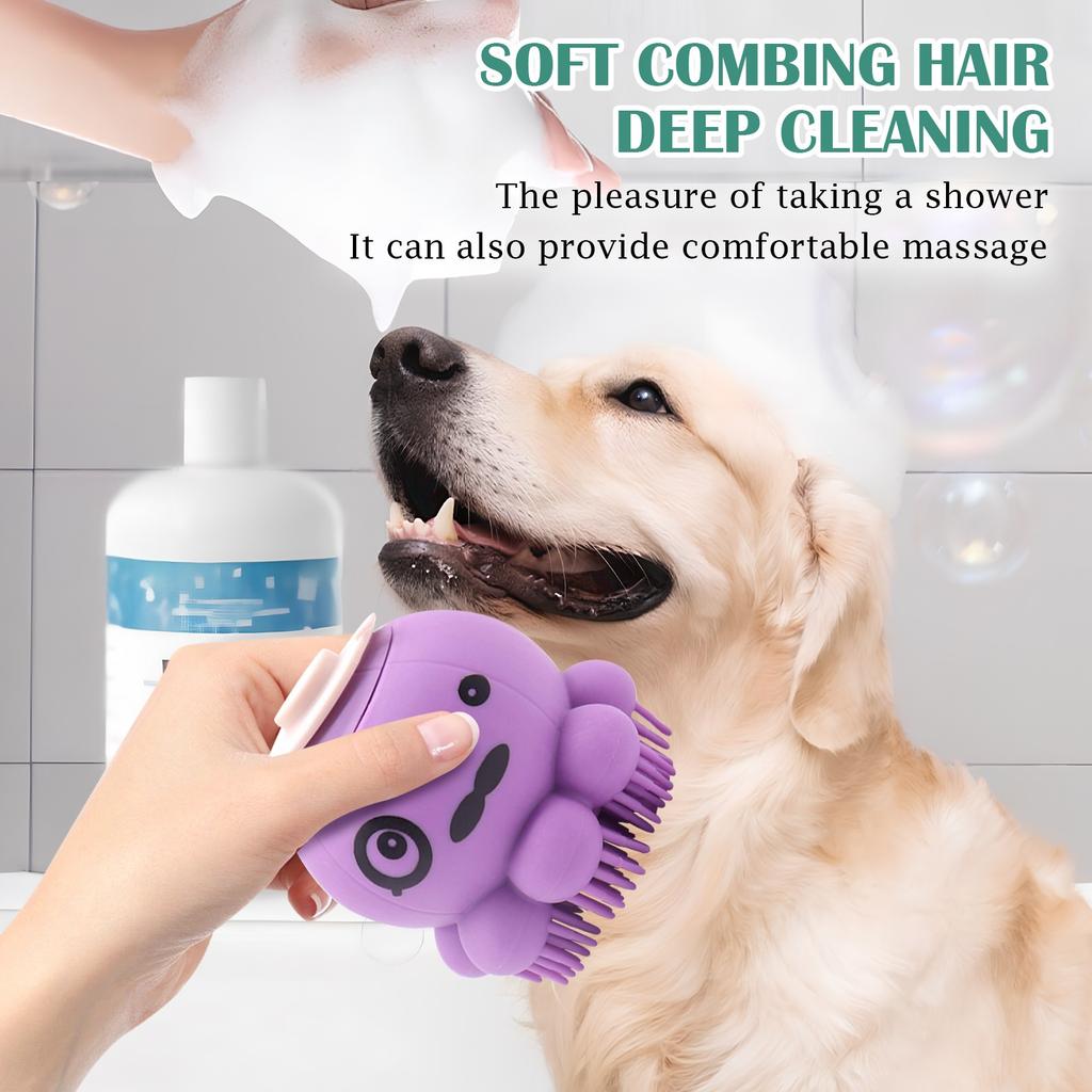 Dog Bath Brush, Shaped Grooming Brush With Shower Gel