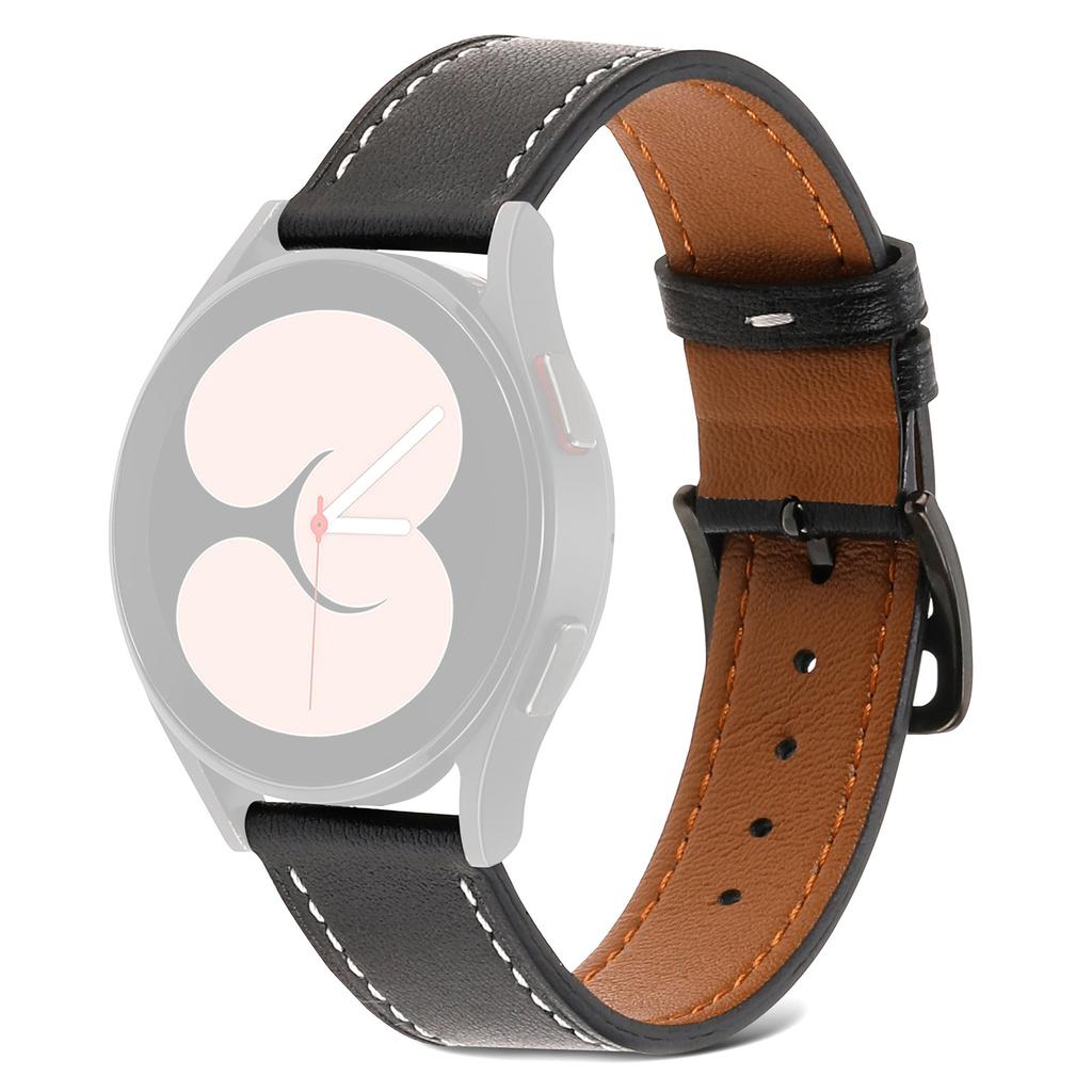 For Samsung Galaxy Watch 5 40mm/44mm/Watch 5 Pro 45mm Textured Genuine Leather Smart Watch Band Adjustable Buckle Strap