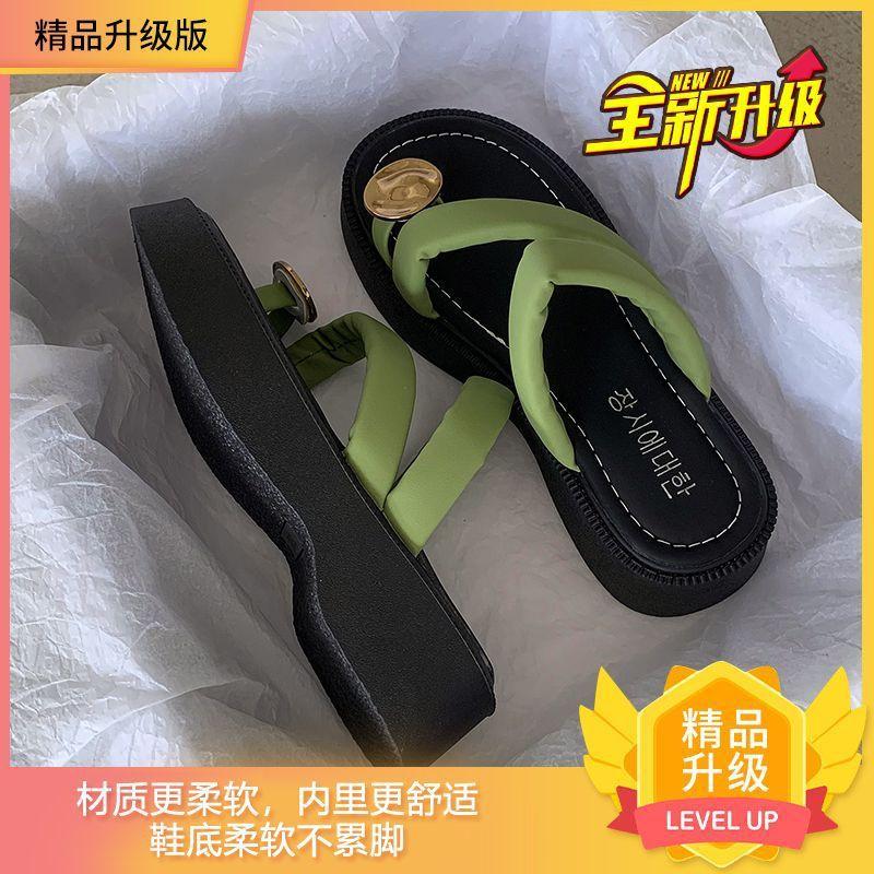 

Set of toe slippers women s summer new fashion versatile metal thick bottom comfortable casual foot cold slippers 40