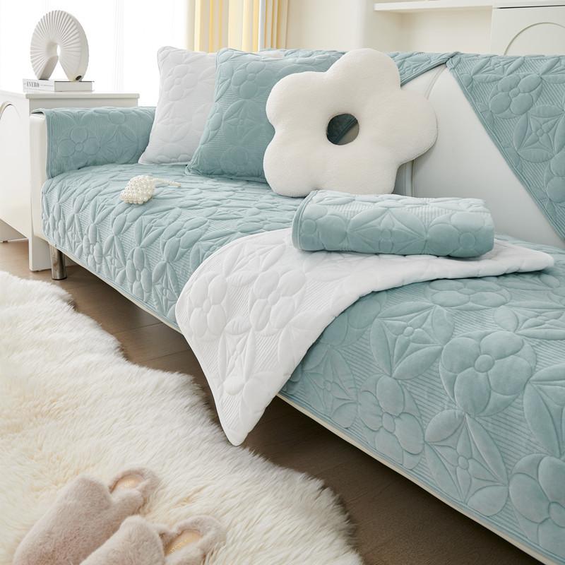 

Осенне-зимний новый однотонный плюшевый вышитый супер мягкий диванный чехол для подушки современный простой противоскользящий пылезащитный диванный чехол 70*70cm