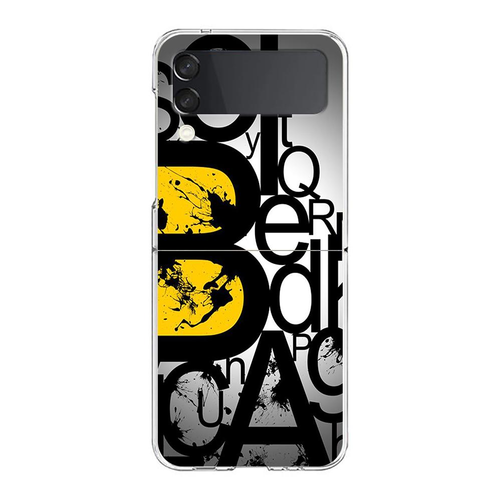 Phone Cover For Samsung Galaxy Z Flip 7 6 5 4 Case Transparent For Samsung Z Flip 3 Hard PC Foldable Shell Number Pattern Capas