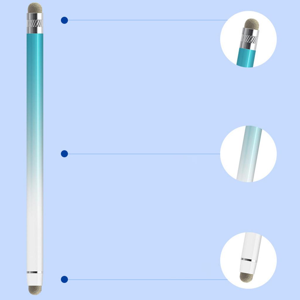 Gradient color silver fiber cloth pen head double head capacitive pen touch screen pen mobile phone tablet universal metal stylus