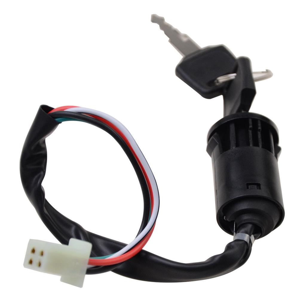 ATV & Off-road Vehicle Ignition Switch Key with Plastic Door Lock, Four-wire, Two Female Connectors (50-250cc)