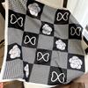 Spring and Autumn Japanese and Korean Sweet Black Square Scarf Decorative Print Geometric Pattern Women's Tattoo Scarf