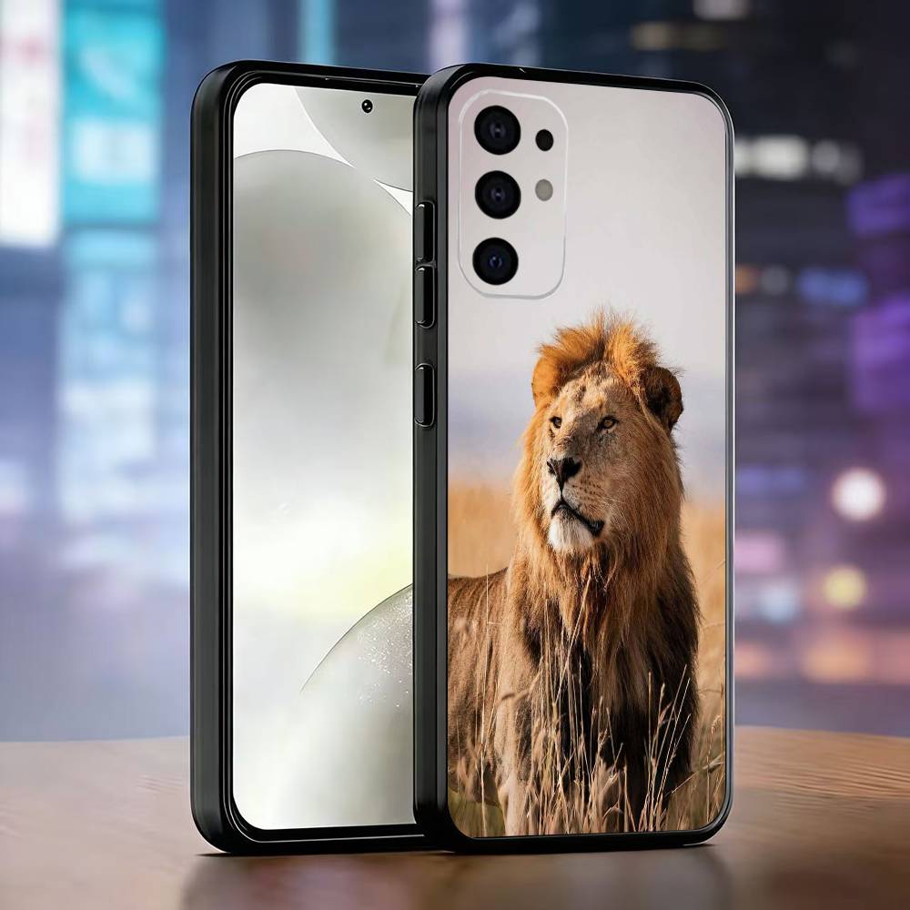 Lion Theme Phone Case For Samsung S25,S24,S21,S22,S23,S30,Ultra,S20,Plus,Fe,Soft Silicone Black Cover
