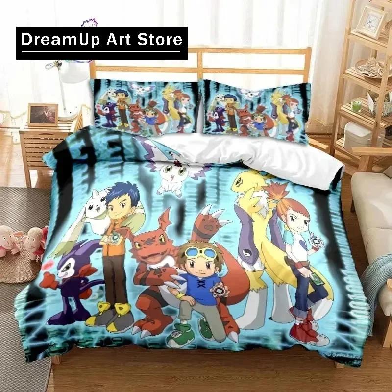 Set Biancheria da Letto Anime Digimon Adventure Singolo Gemello Matrimoniale Queen King Size Set Letto Adulto Bambino Camera da Letto Mostro Avventura Cartone Animato Biancheria da Letto