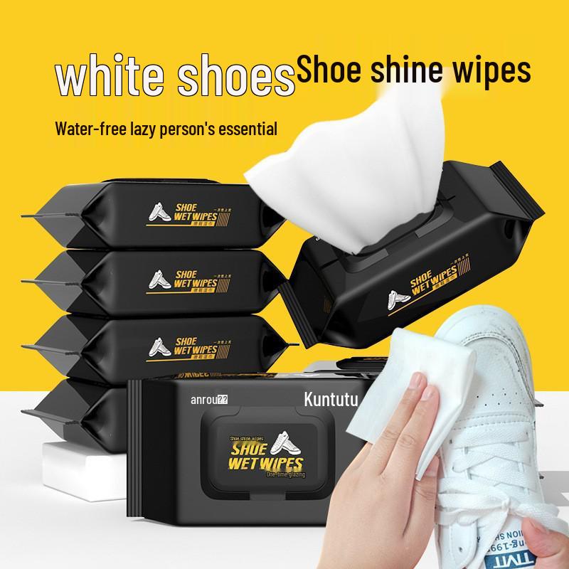 Disposable White Sneaker Cleaner Wipes - No-Rinse Stain Remover Portable Pack