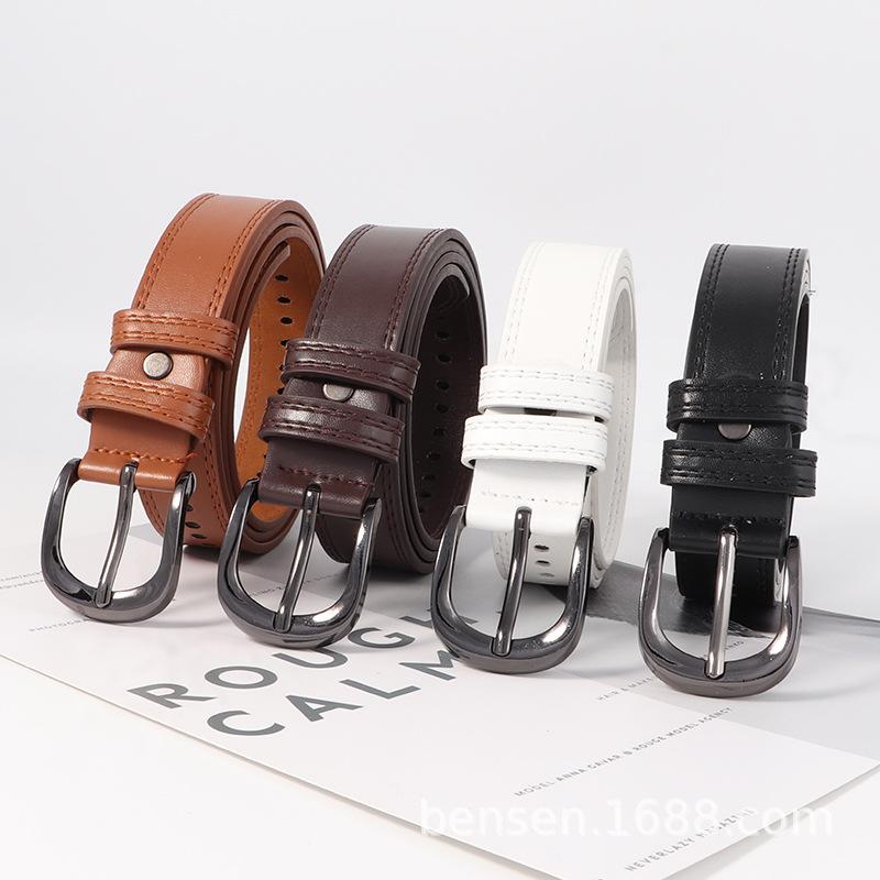 Women S Pu Leather Belt For Jeans Simple Versatile Style