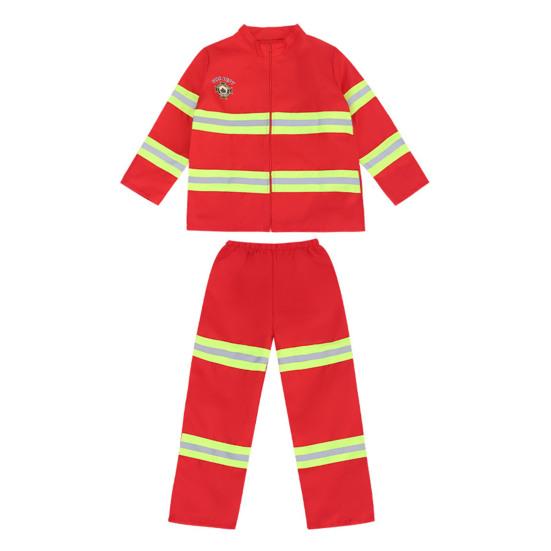 8 Pcs Kids Fireman Costume Set Firefighter Dress-Up Set with Extinguisher Birthday Party Role Play Pretend Gift for Toddler Boys Girls