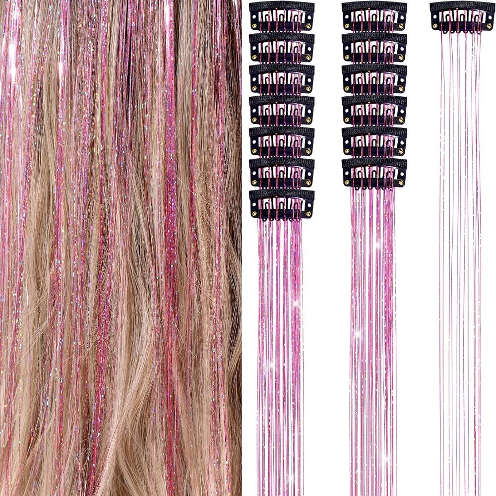Highlights Clip Clip in Hair Extensions Colored Fairy Hair Hair Highlights Shiny Synthetic Hair Extension Clip