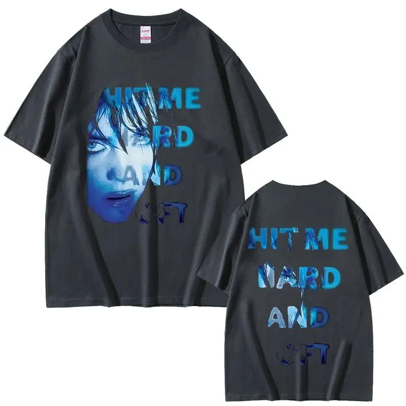2026 Hit Me Hard and Soft Same Style Face Graphic T-shirt Men Women Fashion Pop Music T Shirts Unisex Cotton Oversized T-shirts