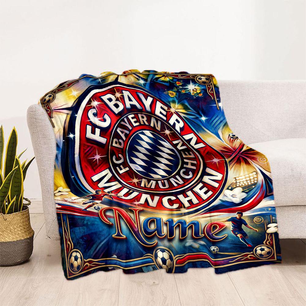 Bayern Munich Fan Gear Customize Your Name Blanket Throw Customizable Blanket Durable Comfort Perfect for Bedding Bed Picnics Livingroom