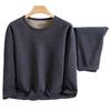 Conjunto de Roupa Íntima Térmica Masculina - Veludo Espessado, Gola Redonda, Cor Sólida, Camada Base de Lã de Cordeiro para Outono e Inverno.