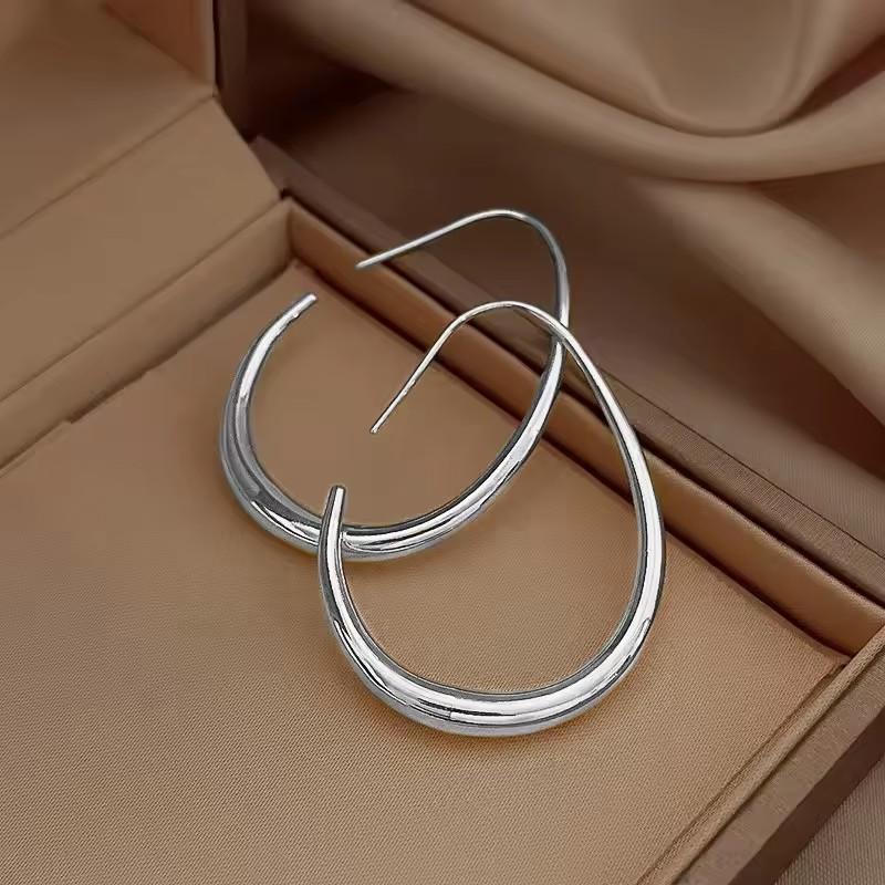 Waterdrop Shaped Big Hoop Earrings for Women Minimalist Metal Earrings Daily Wear Temperament Statement Jewelry Drop Ship