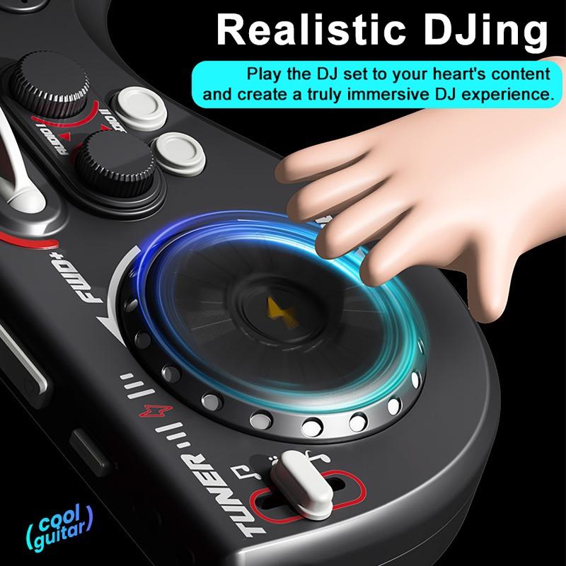 Multifunkční bezpražcová elektrická kytara s okolním osvětlením, Bluetooth připojením a DJ mixpultem - Dárková sada pro kluky a holky k narozeninám