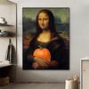 Mona Lisa with Pumpkin Altered Art Poster Famous Renaissance Portrait Prints Funny Classic Art Canvas Painting Kitchen Decor