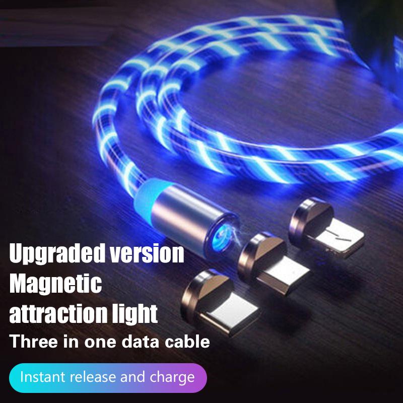 Glowing Cable Mobile Phone Charging Cables Led Light Micro Usb Type C Charger For Samsung Iphone Magnetic Phone Charge Wire Cord
