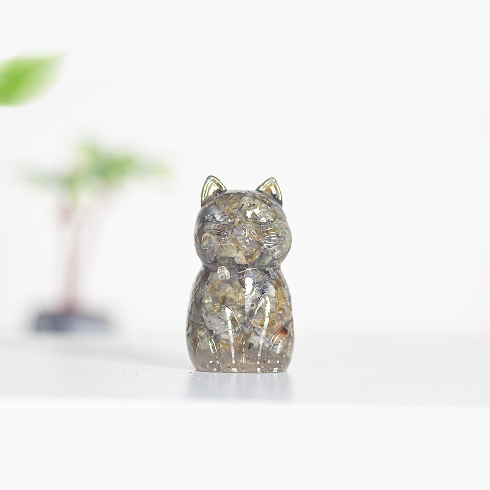 Resin Crystal Cat Figurine With Handmade Resin Art For Home Decor And Gift Giving