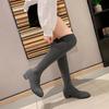 Solid color pointed thick heel over the knee boots women's autumn and winter new retro versatile high heel thin socks boots