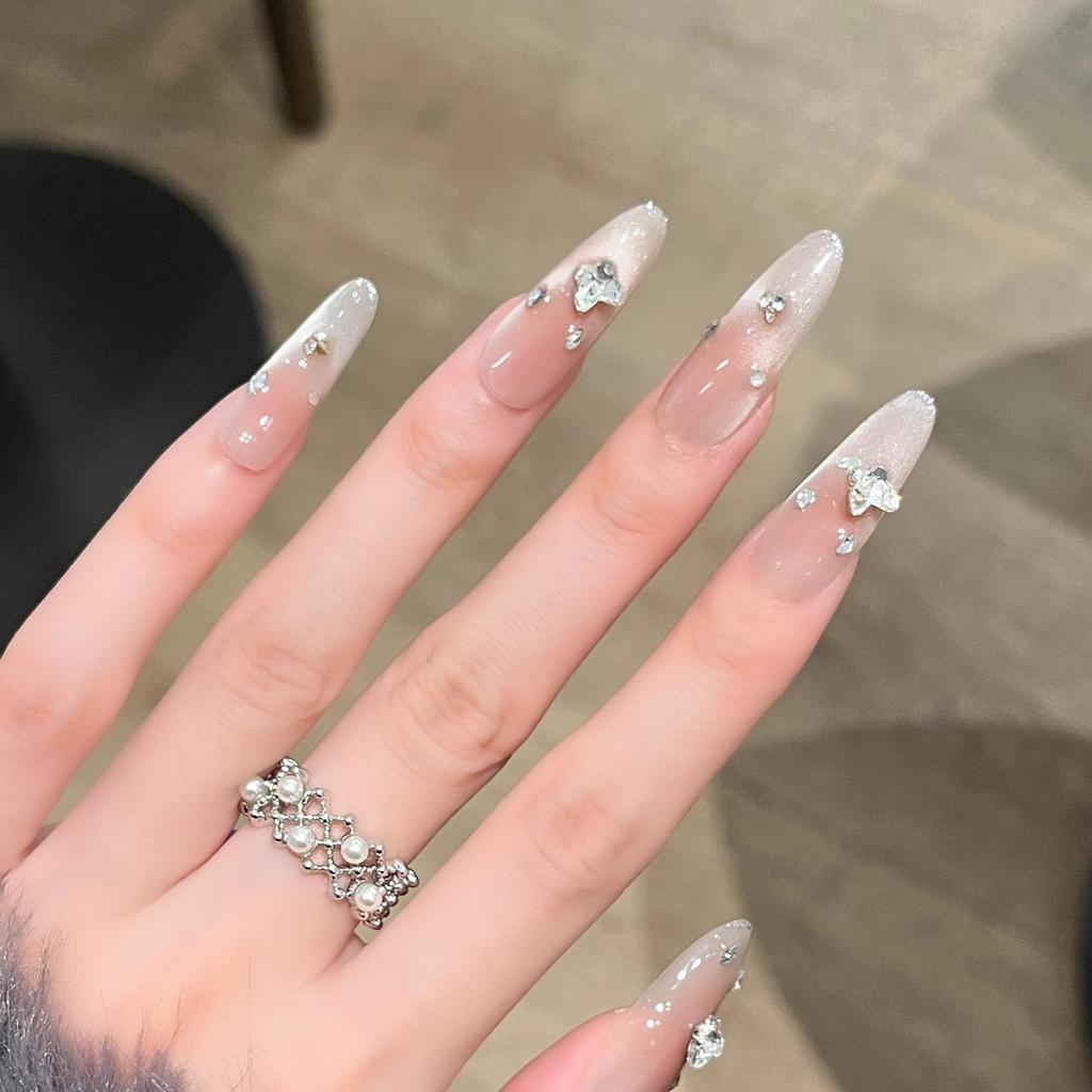 2026 New Style Handmade Sparkly Fairy Nail Stickers - High-End, Simple False Nail Tips for Manicures